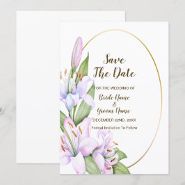 Reserva La Fecha Boda Lily Rosa Flores Marco Dorado Hermoso