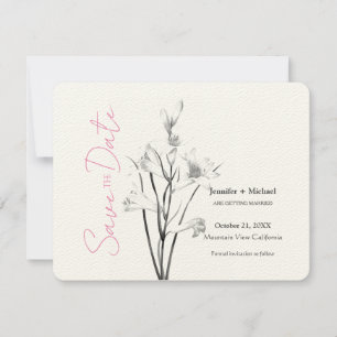 Reserva La Fecha Boda Matrimonio Caligrafía Floral Negro Blanco