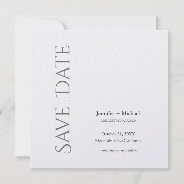 Reserva La Fecha Boda Matrimonio Caligrafía Minimalista Script (Anverso)