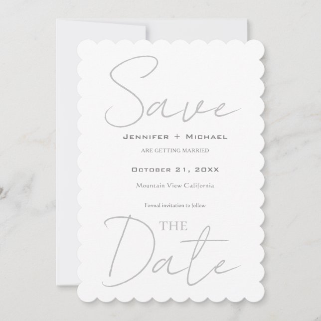 Reserva La Fecha Boda Matrimonio Minimalista Caligrafía   (Anverso)