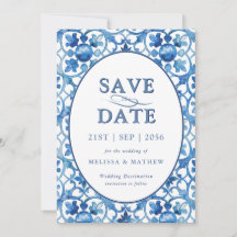 Boda mediterráneo blanco y azul moderno