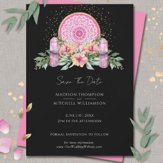 Reserva La Fecha Boda metafísico de cristales de Mandala floral ros