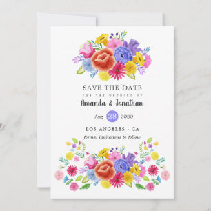 Reserva La Fecha Boda Mexicana de Fiesta Floral Colorida Foto