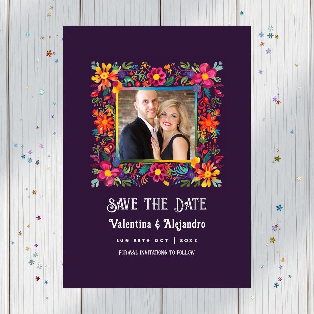Reserva La Fecha Boda Mexicana Fiesta Vibrante Acuarela (Vibrant Watercolor Mexican Fiesta Wedding Save The Date)