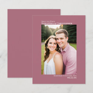 Reserva La Fecha Boda minimalista con foto vertical en rosa polvori
