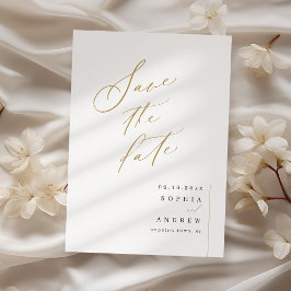 Reserva La Fecha Boda minimalista con letra elegante en oro