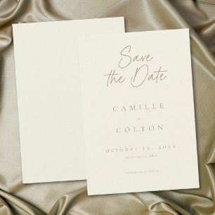 Reserva La Fecha Boda Minimalista Crema Marfil Elegante
