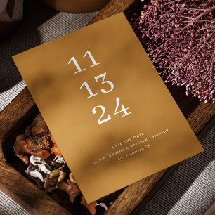 Reserva La Fecha Boda minimalista de amarillo mostaza moderno de ot