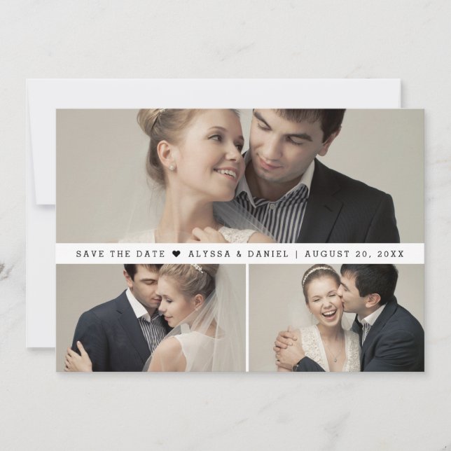 Reserva La Fecha Boda minimalista de fotocolage moderno (Anverso)