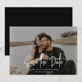 Reserva La Fecha Boda minimalista de guiones fotográficos en blanco