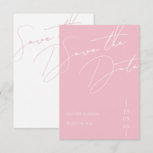 Reserva La Fecha Boda minimalista de tipografía con escritura rosad