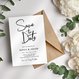 Reserva La Fecha Boda Minimalista Elegante Blanca