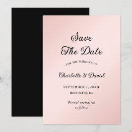 Reserva La Fecha Boda Minimalista elegante rosa y negro de Rubor