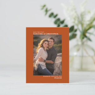 Reserva La Fecha Boda Minimalista fotográfico vertical Naranja de ó