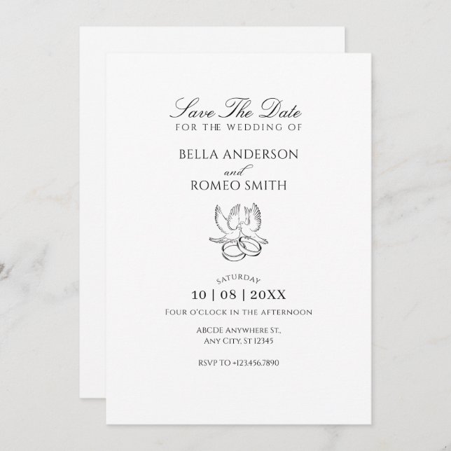 Reserva La Fecha Boda minimalista moderna (Anverso / Reverso)