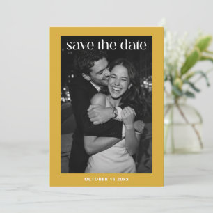 Reserva La Fecha Boda Minimalista Moderna Amarillo Mostaza Foto QR