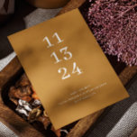 Reserva La Fecha Boda minimalista moderna de color mostaza otoñal<br><div class="desc">Elegante y sencillo Save the Date de boda minimalista moderna en tonos de amarillo mostaza,  naranja arenoso y colores ocres. adecuado para tema de boda de otoño. Por favor,  contactame si necesitas artículos adicionales.</div>