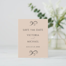 Reserva La Fecha Boda Minimalista Neutral Beige