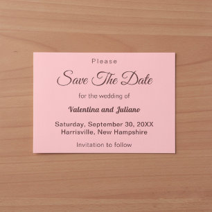 Reserva La Fecha Boda minimalista rosa con texto burgundy oscuro