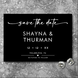 Reserva La Fecha Boda mínimo de escritura blanca negra moderna