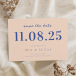 Reserva La Fecha Boda mínimo de Moda azul de color azul para no fot<br><div class="desc">Personalice esta boda mínima de diseño de moda para guardar la fecha con todos sus detalles.</div>