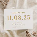 Reserva La Fecha Boda Mínimo de Moda de Oro Blanco Fecha No Foto<br><div class="desc">Personalice esta boda mínima de diseño de moda para guardar la fecha con todos sus detalles.</div>
