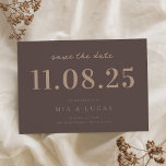 Reserva La Fecha Boda mínimo de Moda marrón fecha no foto<br><div class="desc">Personalice esta boda mínima de diseño de moda para guardar la fecha con todos sus detalles.</div>