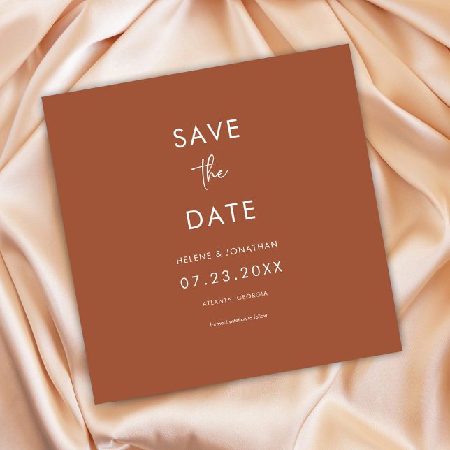 Reserva La Fecha Boda minimo moderno de Terracotta (Minimal Modern Terracotta Wedding Save The Date)