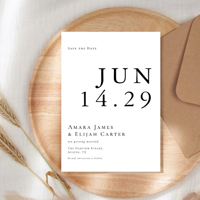 Reserva La Fecha Boda mínimo moderno en blanco y negro (Subido por el creador)