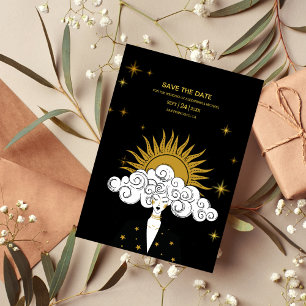 Reserva La Fecha Boda Mística del Sol Celestial de Oro Negro