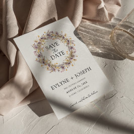 Reserva La Fecha Boda moderna boho floral rosa púrpura caprichosa