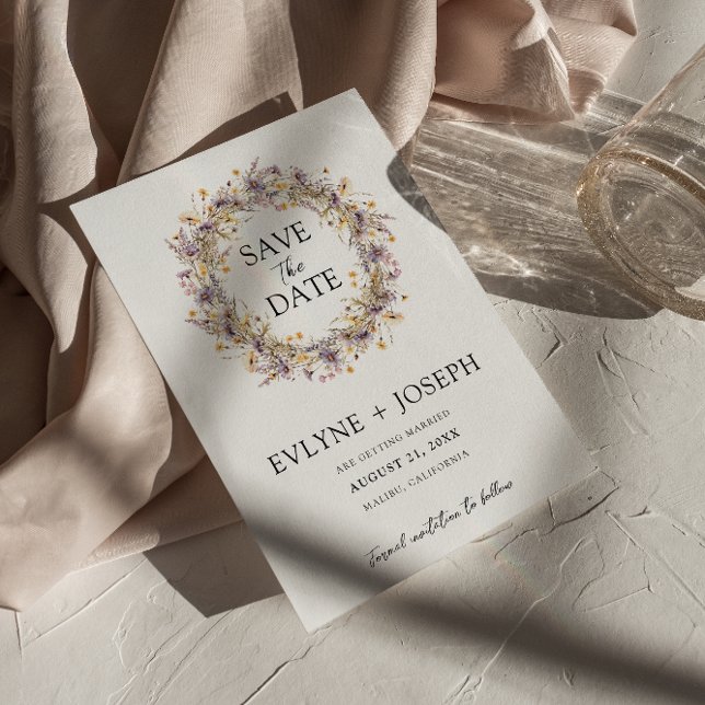 Reserva La Fecha Boda moderna boho floral rosa púrpura caprichosa (Subido por el creador)