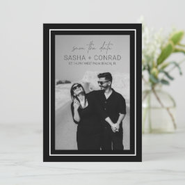 Reserva La Fecha Boda moderna con foto y borde negro en negrita