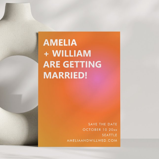 Reserva La Fecha Boda moderna con gradiente negrita naranja rosa re (Subido por el creador)