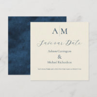 Boda moderna con monograma ecru azul
