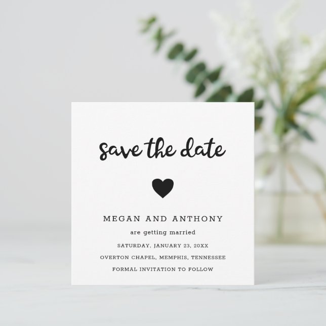 Reserva La Fecha Boda moderna corazón simple lindo (Anverso de pie)