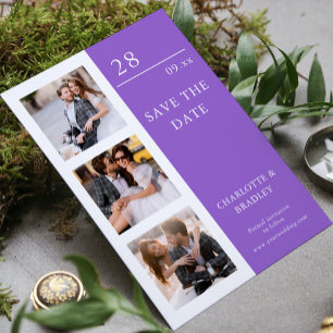 Reserva La Fecha Boda moderna de cuatro fotos con amatista