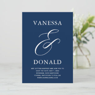 Reserva La Fecha Boda moderna de Vanessa en azul marino