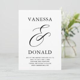 Reserva La Fecha Boda moderna de Vanessa en blanco y negro