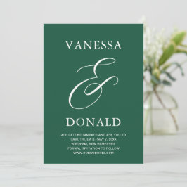 Reserva La Fecha Boda moderna de Vanessa en verde esmeralda