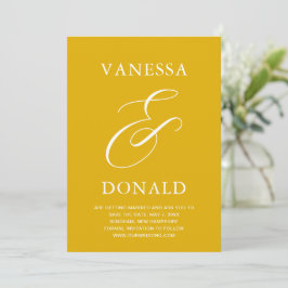 Reserva La Fecha Boda moderna de Vanessa Mostaza Amarillo