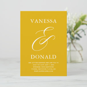 Reserva La Fecha Boda moderna de Vanessa Mostaza Amarillo