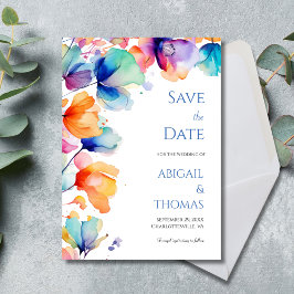 Reserva La Fecha Boda moderna elegante con acuarela floral de agua 