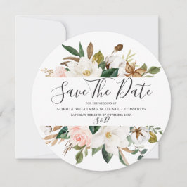 Reserva La Fecha Boda moderna elegante con flores rosadas y blancas