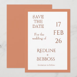 Reserva La Fecha Boda moderna elegante de cobre brillante