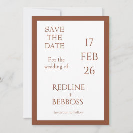 Reserva La Fecha Boda moderna elegante de cobre brillante