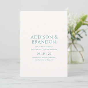 Reserva La Fecha Boda moderna elegante en azul teal