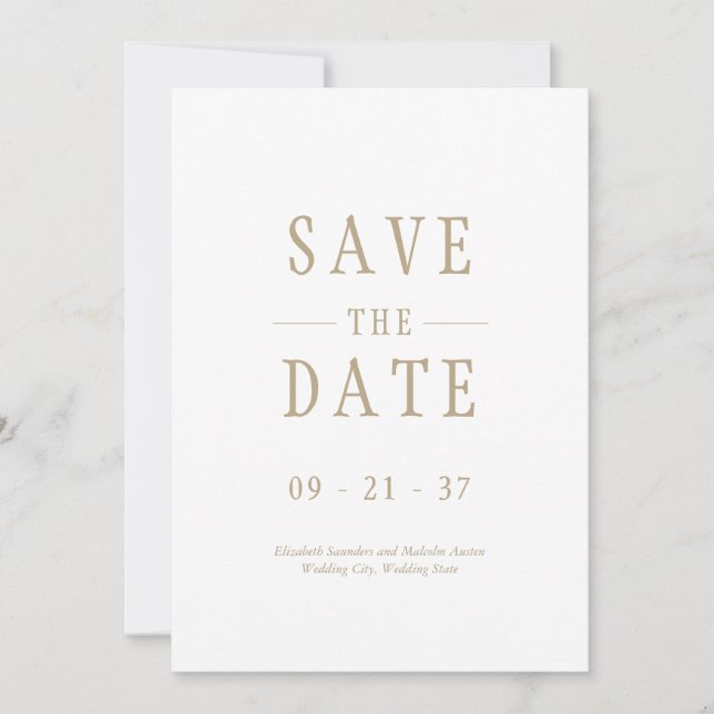 Reserva La Fecha Boda Moderna Elegante Oro Blanco (Anverso)