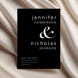 Reserva La Fecha Boda Moderna Elegante Tipografía Ampersand Negra