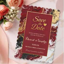 Reserva La Fecha Boda moderna mármol burgundy chic oro ágata 